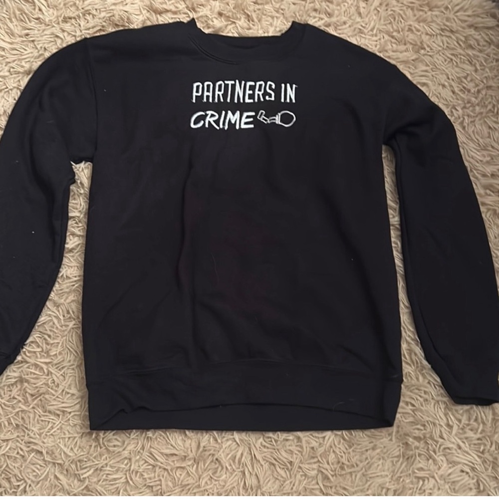Partners in Crime hand embroidered sweatshirt